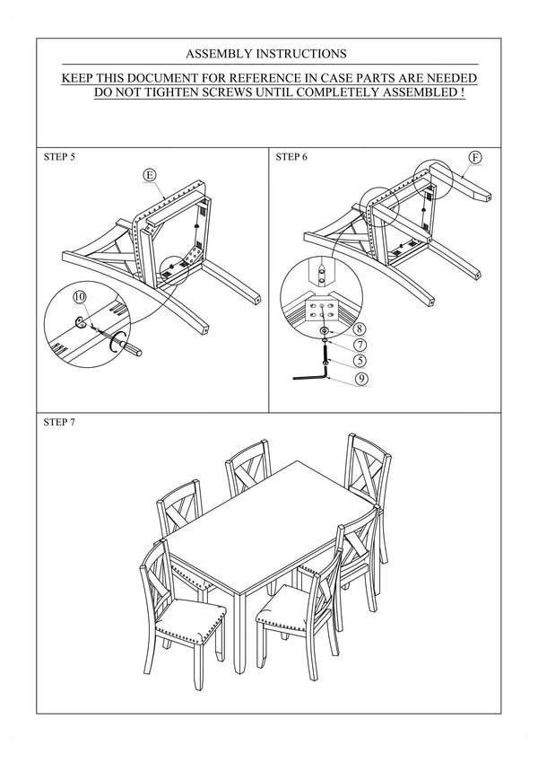 English Elm Gray 7pc Dining Set with Rectangular Table & Cushioned X-Cross Back Chairs, Nailhead Trim, 60" spacious B011P348932