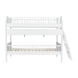 English Elm Twin Over Solid Wood Bunk Bed with Built in Shelves and Reversible Ladder N7090002224K