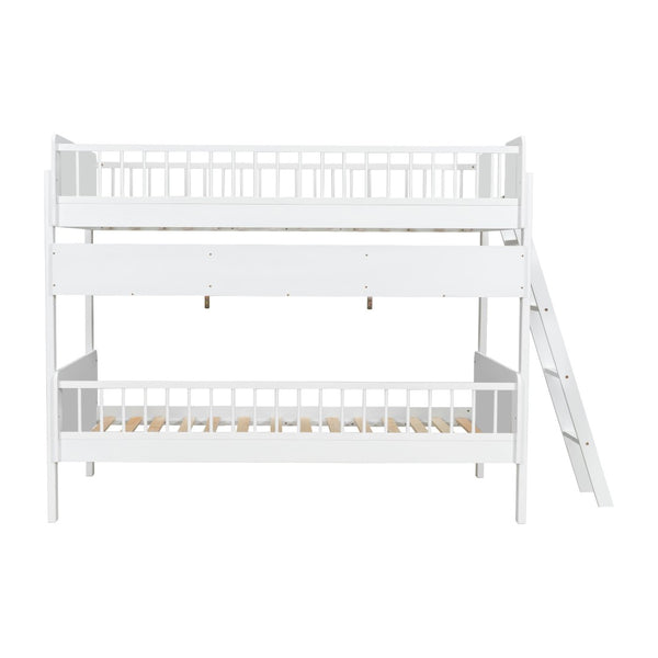 English Elm Twin Over Solid Wood Bunk Bed with Built in Shelves and Reversible Ladder N7090002224K