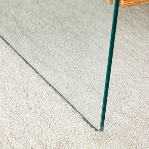 English Elm Coffee modern wood coffee table with double drawers, tempered glass sides, sleek storage & easy assembly W1151P191785