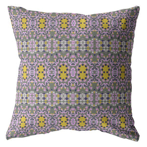 Homeroots 26” Purple Yellow Geofloral Indoor Outdoor Throw Pillow   412319