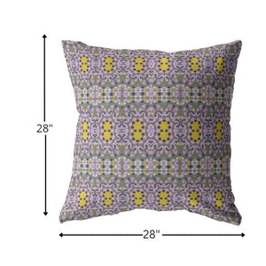 Homeroots 28” Purple Yellow Geofloral Indoor Outdoor Throw Pillow   412320
