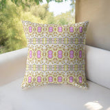 Yellow Lavender Geofloral Throw Pillow - Boho Chic Indoor Outdoor Accent for Modern Decor