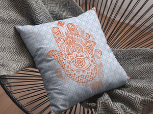 Homeroots 26” Blue Orange Hamsa Indoor Outdoor Throw Pillow   412364