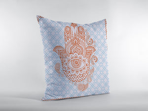 Homeroots 26” Blue Orange Hamsa Indoor Outdoor Throw Pillow   412364