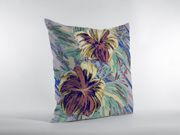 Homeroots 26” Terracotta Hibiscus Indoor Outdoor Throw Pillow   412384