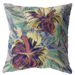 Homeroots 28” Terracotta Hibiscus Indoor Outdoor Throw Pillow   412385