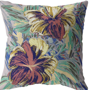 Homeroots 28” Terracotta Hibiscus Indoor Outdoor Throw Pillow   412385