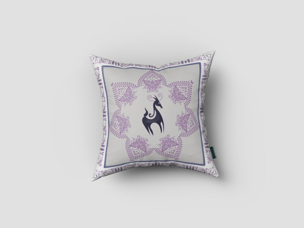 Homeroots 28” Gray Purple Horse Indoor Outdoor Throw Pillow   412410