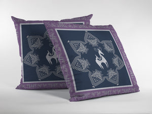 Homeroots 26” Navy Purple Horse Indoor Outdoor Throw Pillow   412414