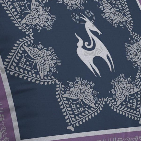 Homeroots 26” Navy Purple Horse Indoor Outdoor Throw Pillow   412414