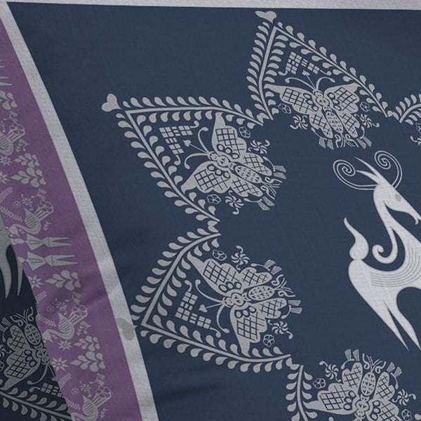 Homeroots 28” Navy Purple Horse Indoor Outdoor Throw Pillow   412415