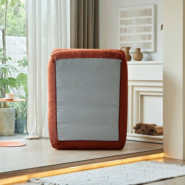 English Elm Cloud Corduroy Sleeper Chair Foldable High Density Foam Seat for Small Space Living Orange W1765P448612