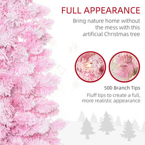 English Elm Homcom 6Ft Snow Flocked Pencil Christmas Tree With Warm White Leds – Perfect Space-Saving Holiday Decor W2225P229398