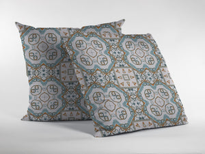 Homeroots 26” Blue Orange Mandala Indoor Outdoor Throw Pillow   412489