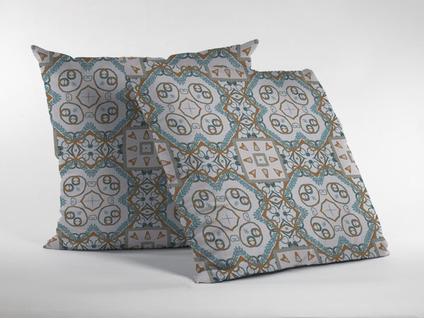 Homeroots 26” Blue Orange Mandala Indoor Outdoor Throw Pillow   412489