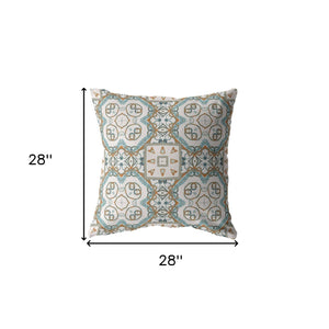 Homeroots 28” Blue Orange Mandala Indoor Outdoor Throw Pillow   412490