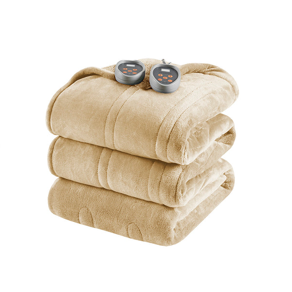 JLA Home Beautyrest - Blanket Beautyrest Heated with Secure Comfort Tech, Reversible Plush Berber, 20 Temps & Auto-Off Tan BR54-0384