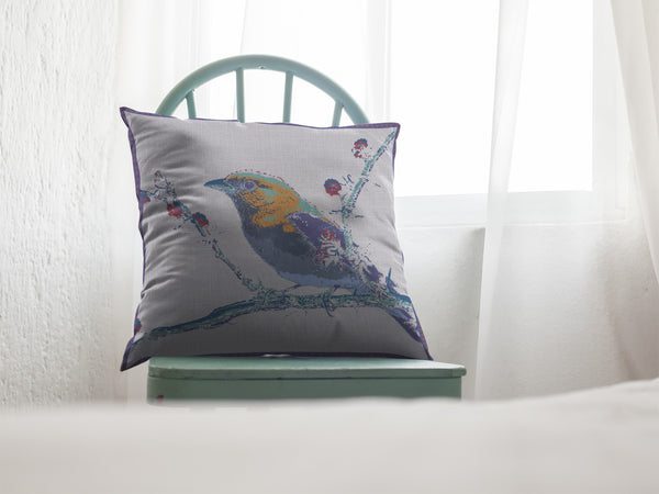 Homeroots 26” Blue White Robin Indoor Outdoor Throw Pillow   412519
