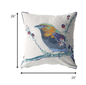 Homeroots 26” Blue White Robin Indoor Outdoor Throw Pillow   412519