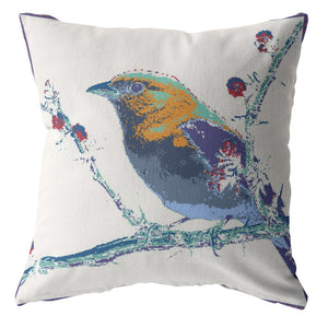 Homeroots 28” Blue White Robin Indoor Outdoor Throw Pillow   412520