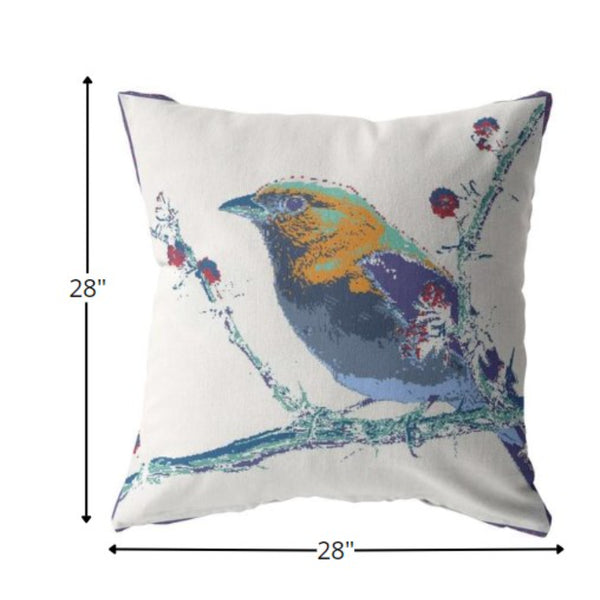 Homeroots 28” Blue White Robin Indoor Outdoor Throw Pillow   412520