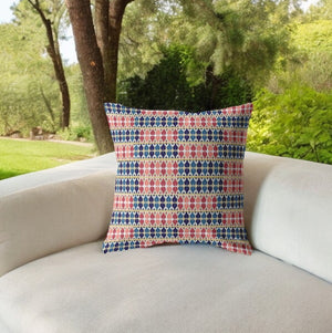 Homeroots 28" Red Blue Spades Indoor Outdoor Throw Pillow   412545