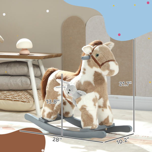 English Elm Kids Plush Rocking Horse with Sound Effects Soft Pp Cotton Toddler Ride on Toy T3971P442052