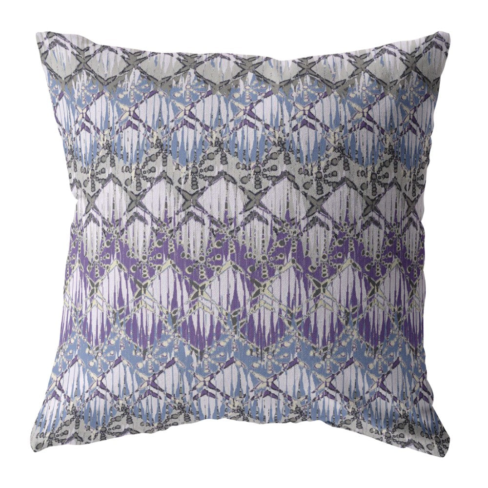 Homeroots 28” Purple Gray Hatch Indoor Outdoor Throw Pillow   412560