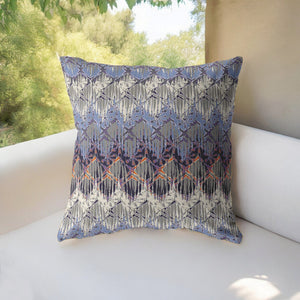 Homeroots 26” Blue Gray Hatch Indoor Outdoor Throw Pillow   412569