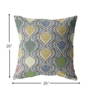 Homeroots 26” Gray Gold Ogee Indoor Outdoor Throw Pillow   412594