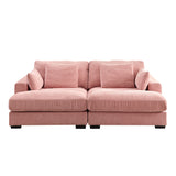 English Elm 89.76 Inch Double Sleeper Sofa Cloud Couch Soft Fluffy Fabric Upholstery With Square Armrests,Comfor Daybed With Over Wide Sofa Bed,Modern Beanbag For Living Room Apartment,Pink