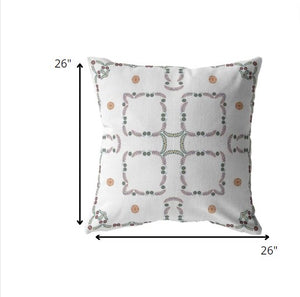 Homeroots 26” White Floral Indoor Outdoor Throw Pillow   412604