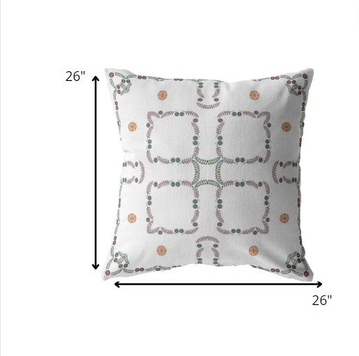 Homeroots 26” White Floral Indoor Outdoor Throw Pillow   412604