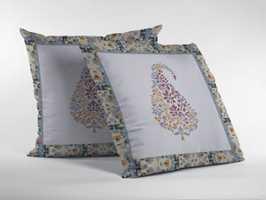 Homeroots 26” Red White Paisley Indoor Outdoor Throw Pillow   412624