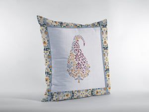 Homeroots 26” Red White Paisley Indoor Outdoor Throw Pillow   412624