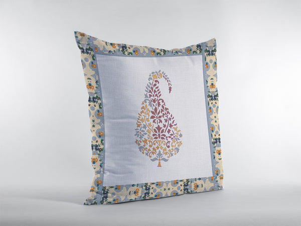 Homeroots 26” Red White Paisley Indoor Outdoor Throw Pillow   412624