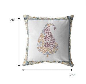 Homeroots 26” Red White Paisley Indoor Outdoor Throw Pillow   412624