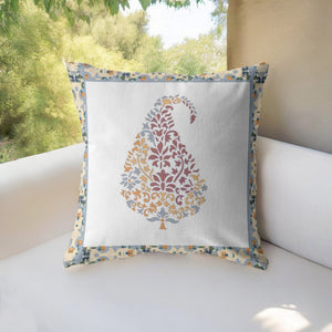 Homeroots 26” Red White Paisley Indoor Outdoor Throw Pillow   412624