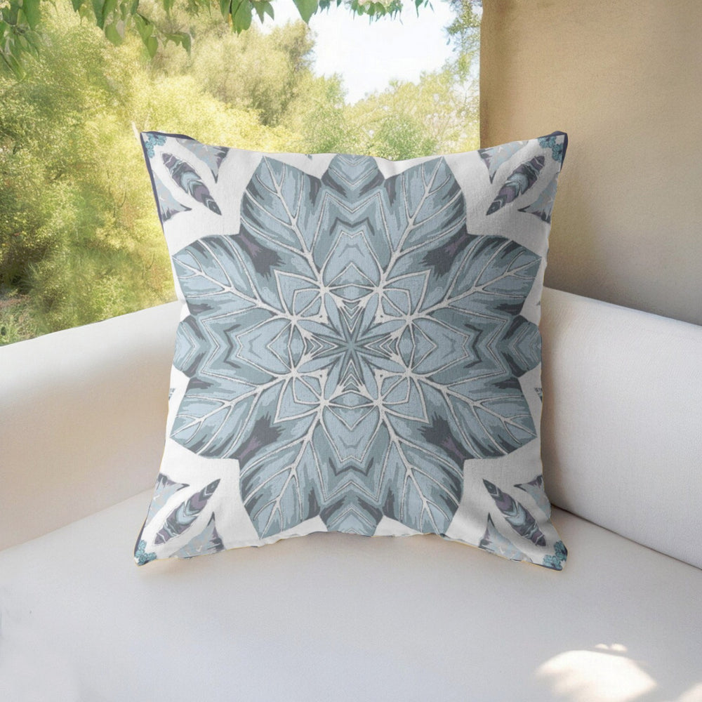 Homeroots 28" Blue Floral Forest Indoor Outdoor Throw Pillow   412650