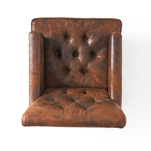 English Elm Christopher Knight Home® - HARRISON Tufted Club Chair with Diamond-Stitched Back, Nailhead Trim and Turned Birch Legs for Comfort and Style Brown 53444.00MF