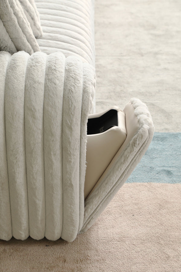 English Elm Jaya Light Gray Corduroy Power Reclining Sofa with Sleeper, USB A+C & Wireless Charging, Contemporary B2726S00369