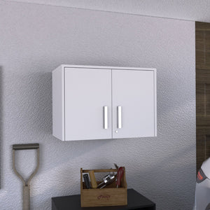 English Elm Sideways Floating Wall Cabinet Two Doors Four Shelves Minimalist Kitchen Storage B200P484464