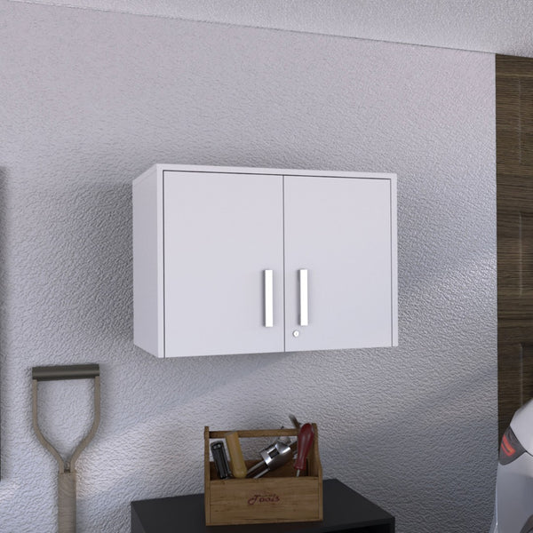 English Elm Sideways Floating Wall Cabinet Two Doors Four Shelves Minimalist Kitchen Storage B200P484464