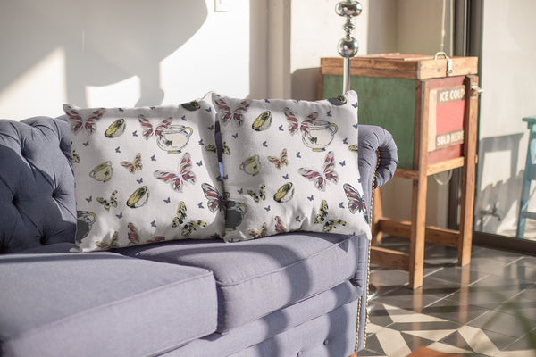 Homeroots 26" White Butterflies Indoor Outdoor Zippered Throw Pillow   412704