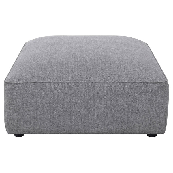 English Elm Jennifer Grey Square Upholstered Ottoman with Welt Detailing, Modern Grey Fabric, Comfortable Tight Seat, Durable Frame B062P344989