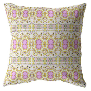 Homeroots 26” Yellow Lavender Geofloral Indoor Outdoor Zippered Throw Pillow   412820