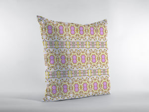 Homeroots 26” Yellow Lavender Geofloral Indoor Outdoor Zippered Throw Pillow   412820