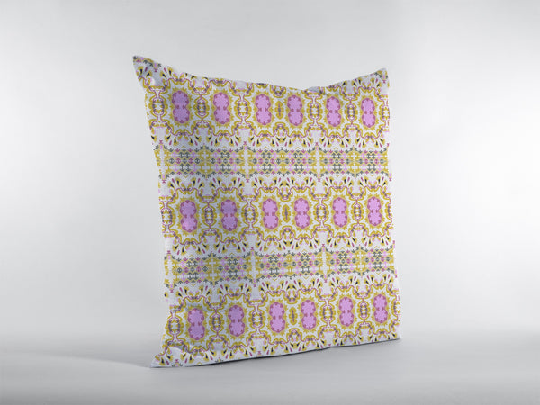 Homeroots 26” Yellow Lavender Geofloral Indoor Outdoor Zippered Throw Pillow   412820