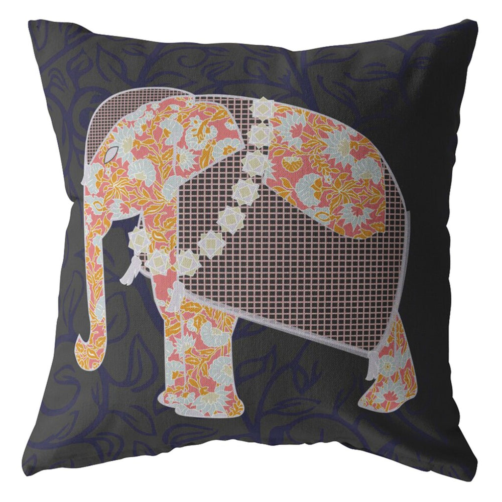 Homeroots 26” Orange Elephant Indoor Outdoor Zippered Throw Pillow   412872